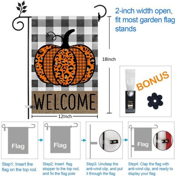 Seasonal Garden Flag Set of 12 Double Sided Welcome Fall Halloween Garden Flags - Picture 4 of 8